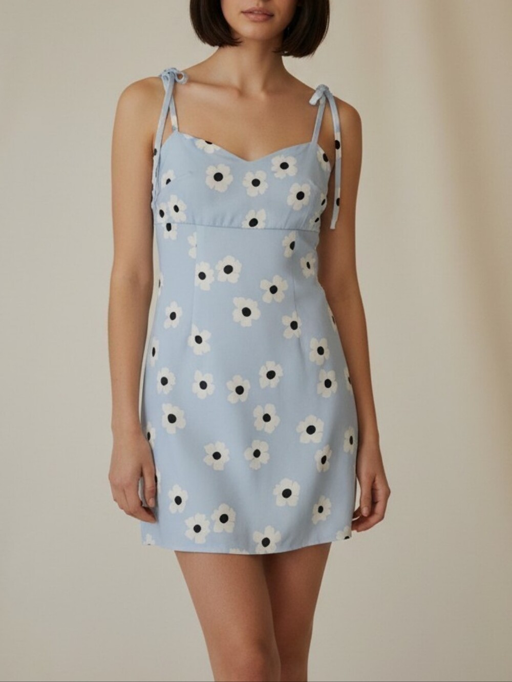 Light Blue Floral Tie-Strap Sundress
